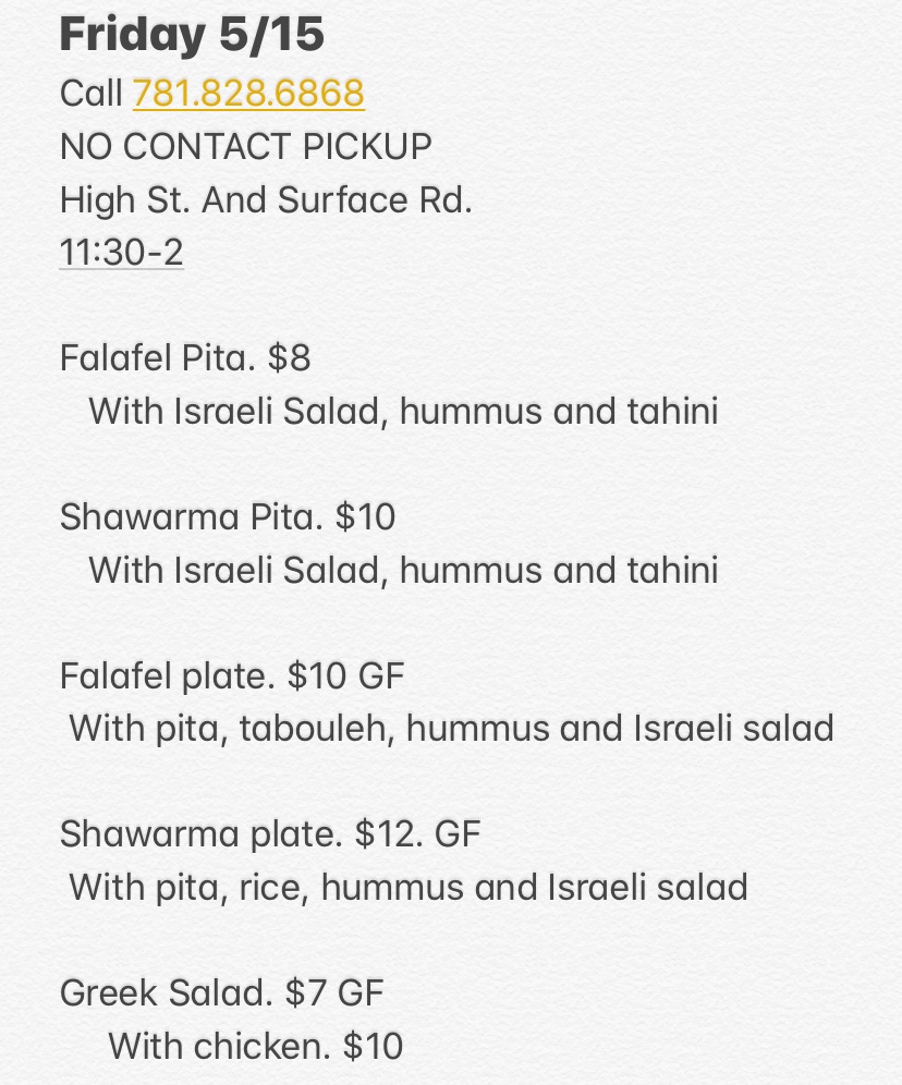 Today is a very big day for us. For the first time in the 2020 food truck season (the irony of calling it that isn’t lost on us) we will be out on the <a href="/HelloGreenway/">Rose Kennedy Greenway</a> from 11:20-2. We will be set up for call ahead NO CONTACT pickup. 781.828.6868