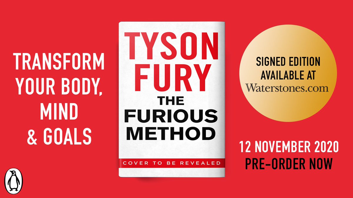 centurybooksuk's tweet photo. We're thrilled to announce a new book from @Tyson_Fury! #TheFuriousMethod: Transform Your Body, Mind & Goals is out this November and available for pre-order now! Get your signed edition from @Waterstones https://t.co/KZLed8Cvi8 https://t.co/8fmtdUlUsL