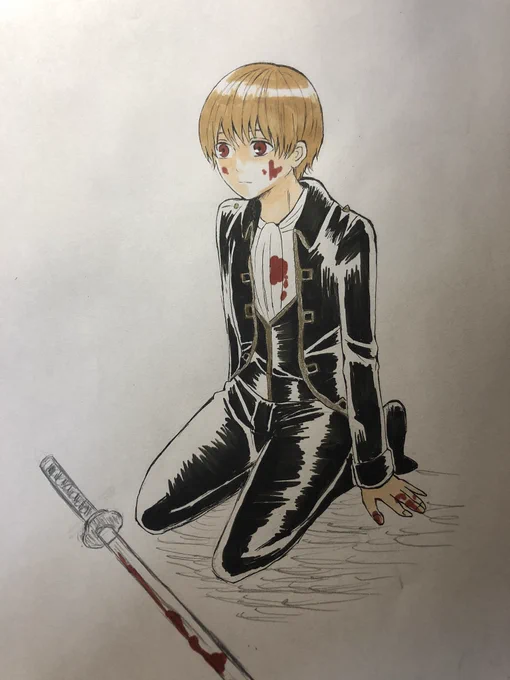 昨日に続いて血の絵総悟。 