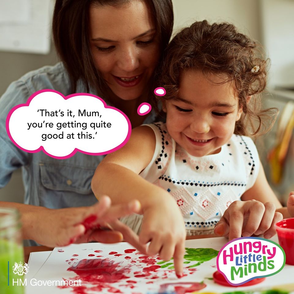 There’s nothing more rewarding than doing activities
with your child! Everything you do together makes a big difference and makes being together more fun. Visit hungrylittleminds.campaign.gov.uk for more ideas!  #HungryLittleMinds #letsgetoldhamtalking #oldhamhour