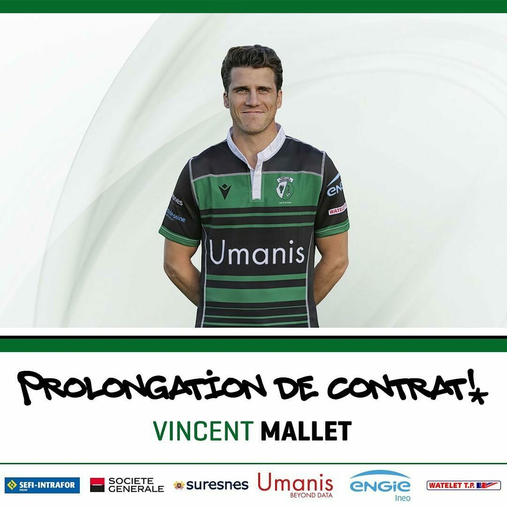 Le @rugbyclubsuresnes est heureux de vous annoncer la prolongation de contrat de notre demi d’ouverture <a href="/mallet_v/">Vincent Mallet</a> .
Nous serons heureux de le retrouver sur le pré lors de la prochaine saison.
#prolongation #rugby