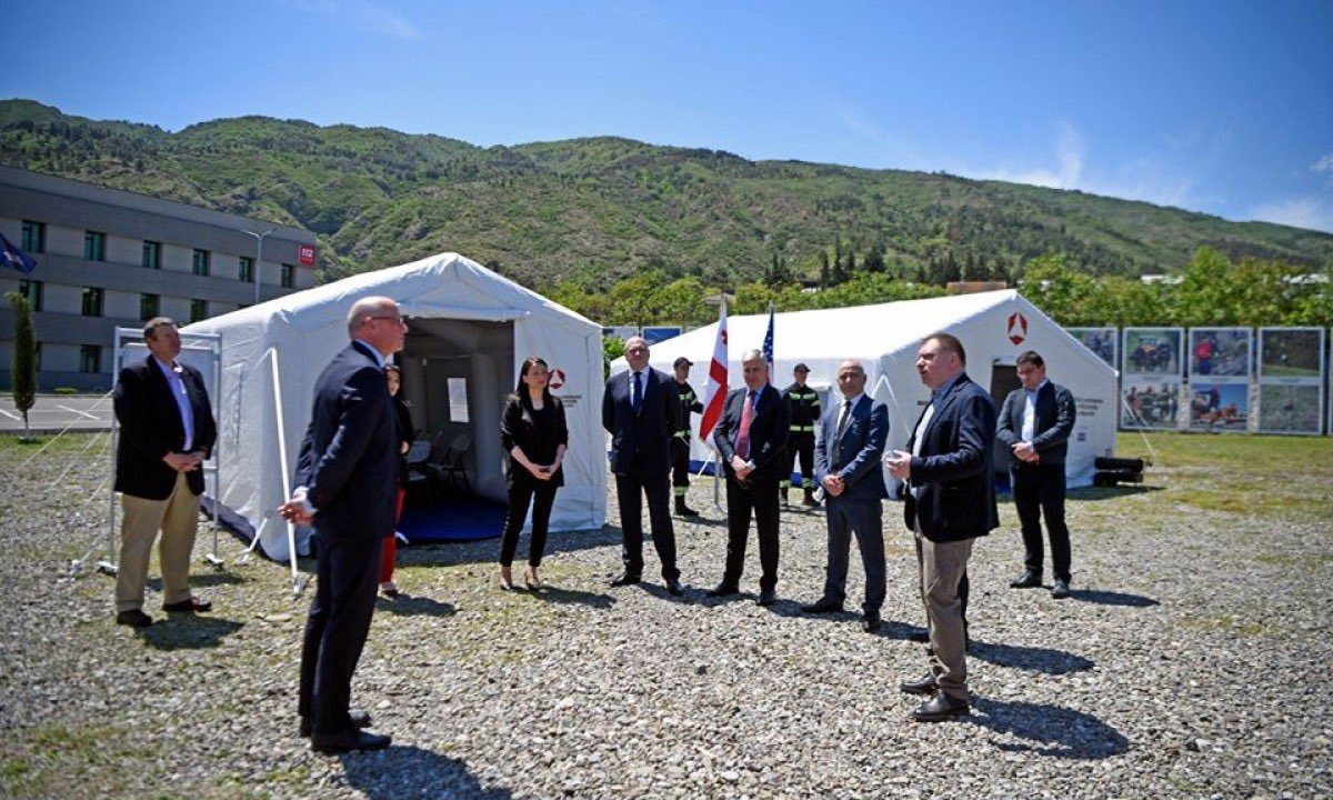 Emsgeorgia's tweet photo. With the financial support of USAID, the Emergency Management Service was given two units of field tents. The project was implemented with the support of the Association for Regional Development for Future Georgia (RDFG). @USAID                        https://t.co/eCZvMSAnG6 https://t.co/kdFIm3esWx