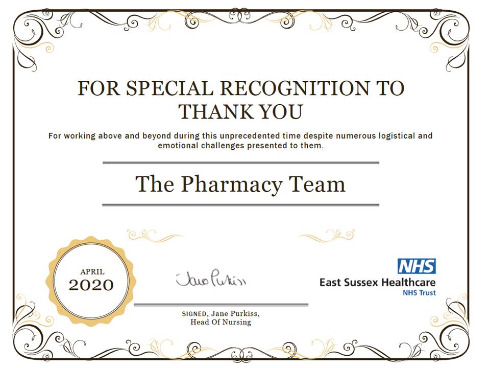 esht_pharmacy's tweet photo. CONGRATULATIONS - to everybody in the @esht_pharmacy team for being recognised as the @ESHT_OOH Team of the Month for May. 
We are so proud of the tireless effort everybody has contributed to keeping our patients safe and well. #team #pharmacy #NHSheroes https://t.co/f72nA6U9qe