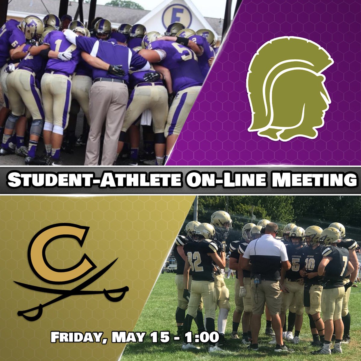 Student-Athlete meeting today at 1:00...Join us! This is a great opportunity to swap ideas, share stories, &amp; prepare for the fall! Visit the link below for meeting agenda and information! #BleedPurpleWinGold 

fowlervillegladiators.com/main/adnews/ID…