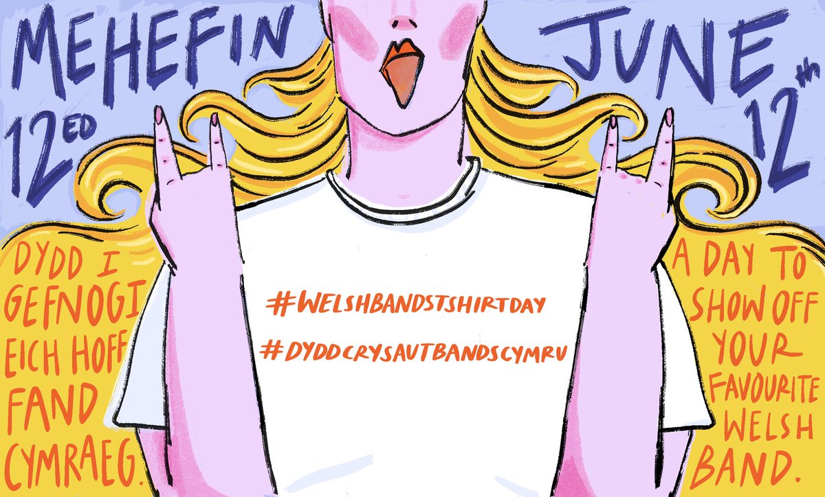 HorizonsCymru's tweet photo. 🤘Let’s go!
🤘Mehefin/June 12

#WalesBandsTShirtDay 
#DyddCrysTBandsCymru https://t.co/eFSQ8hGxav