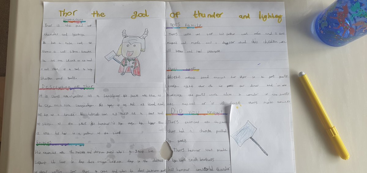 wooltonprimary's tweet image. 4L&apos;s project on Viking Gods. Well done Phoebe #WPSHomeLearning ✔️⭐️👏