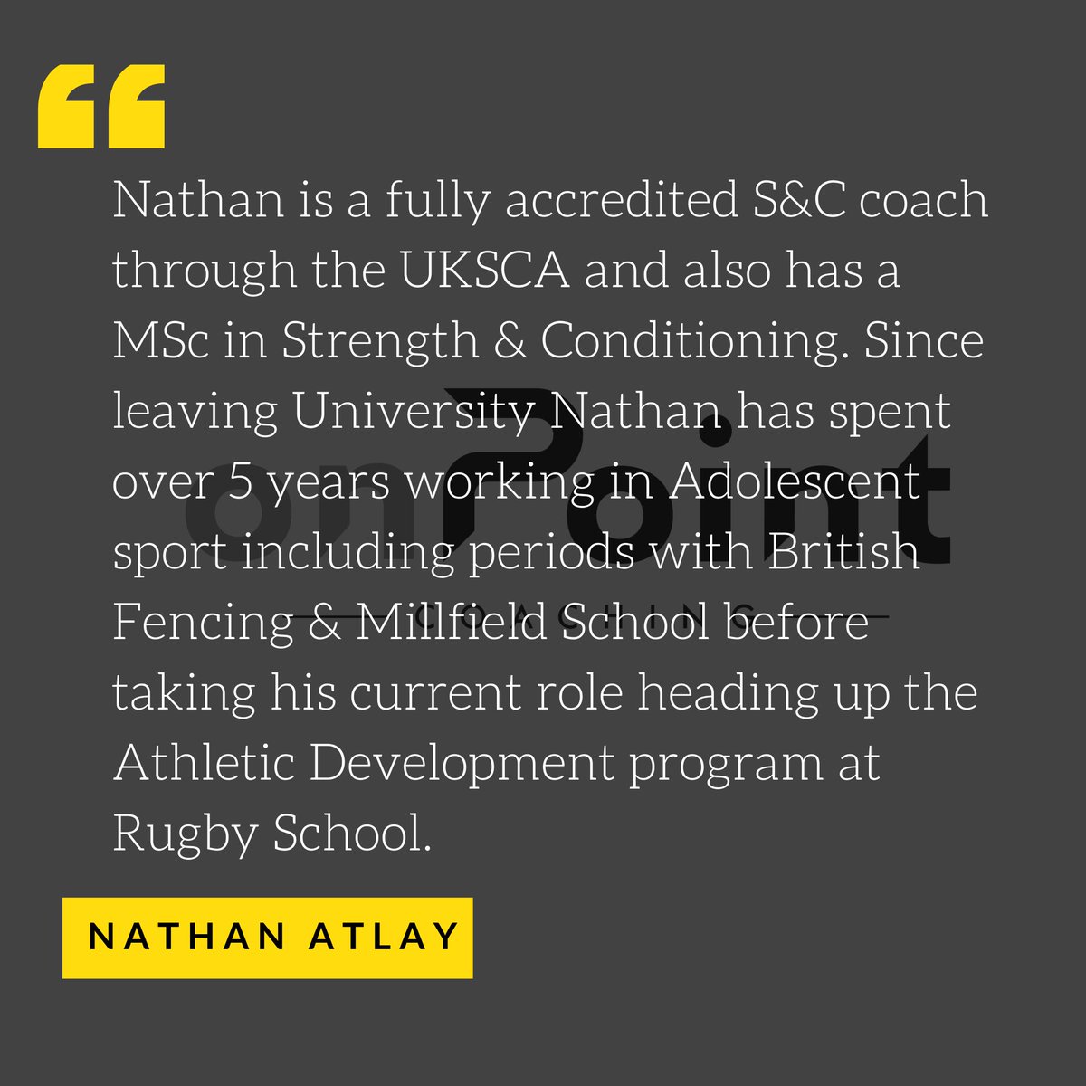OnPointCoaching's tweet photo. @nathanatlay is the latest talent to join the @OnPointCoaching tribe. A fountain of knowledge and an exceptionally brilliant coach! Very lucky to have Nathan on board! #onpoint https://t.co/kb2Cbr0lGj