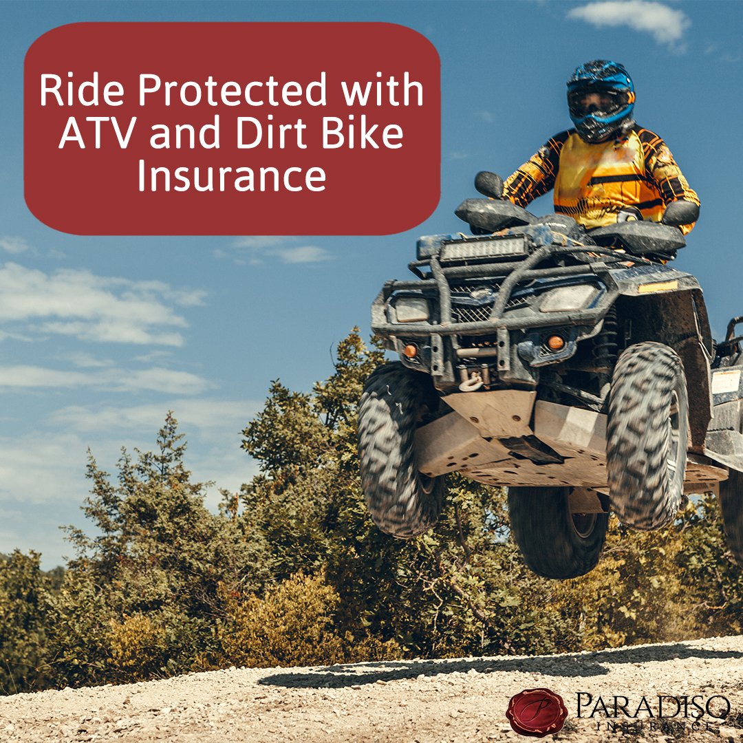 paradisoins's tweet photo. If you have an ATV or dirt bike and you decide to go out on the trails - make sure you are covered! Having the proper insurance can help keep a day of fun from turning into a costly accident: https://t.co/erUq8km1jX
#ParadisoInsurance #ATVProtection https://t.co/fYzlbdKvou