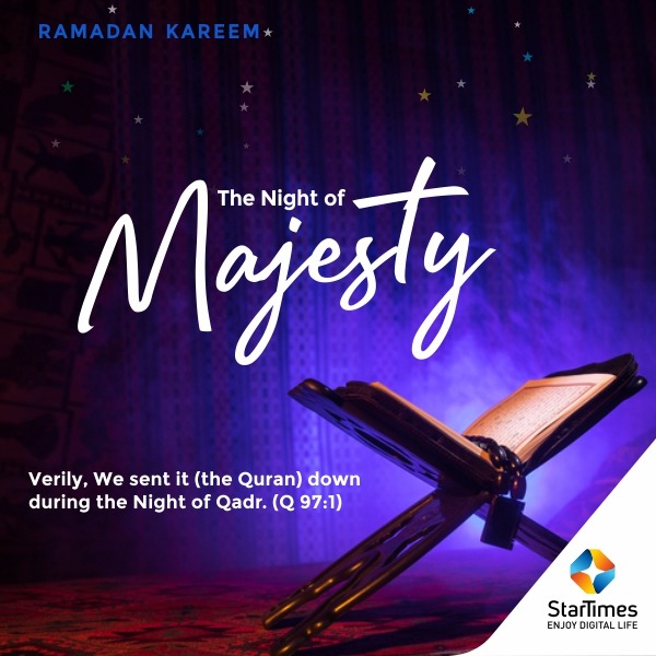 StarTimes_Ng's tweet photo. #RamadanKareem!
To our Muslim faithfuls, as you begin to observe ''Laylat al-Qadr'' (Night of Majesty) - the last ten blessed nights of Ramadan, join us in #Salat on;
#IbadahTV Ch.451/369
#SunnaTV Ch. 462/541
#IQraa Ch.366/452
#StaySafe #StayHome #StarTimesCares https://t.co/Yo1zvTpAHE