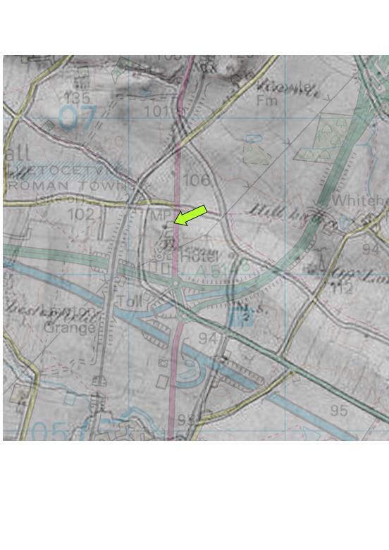 PeteHarris100's tweet photo. @LichfieldLore @HistoryJT I agree I think its somewhere in that area behind Ascom. I did a rough overlay onto a modern OS map. It sort of matches up! https://t.co/9wYH94o3Up