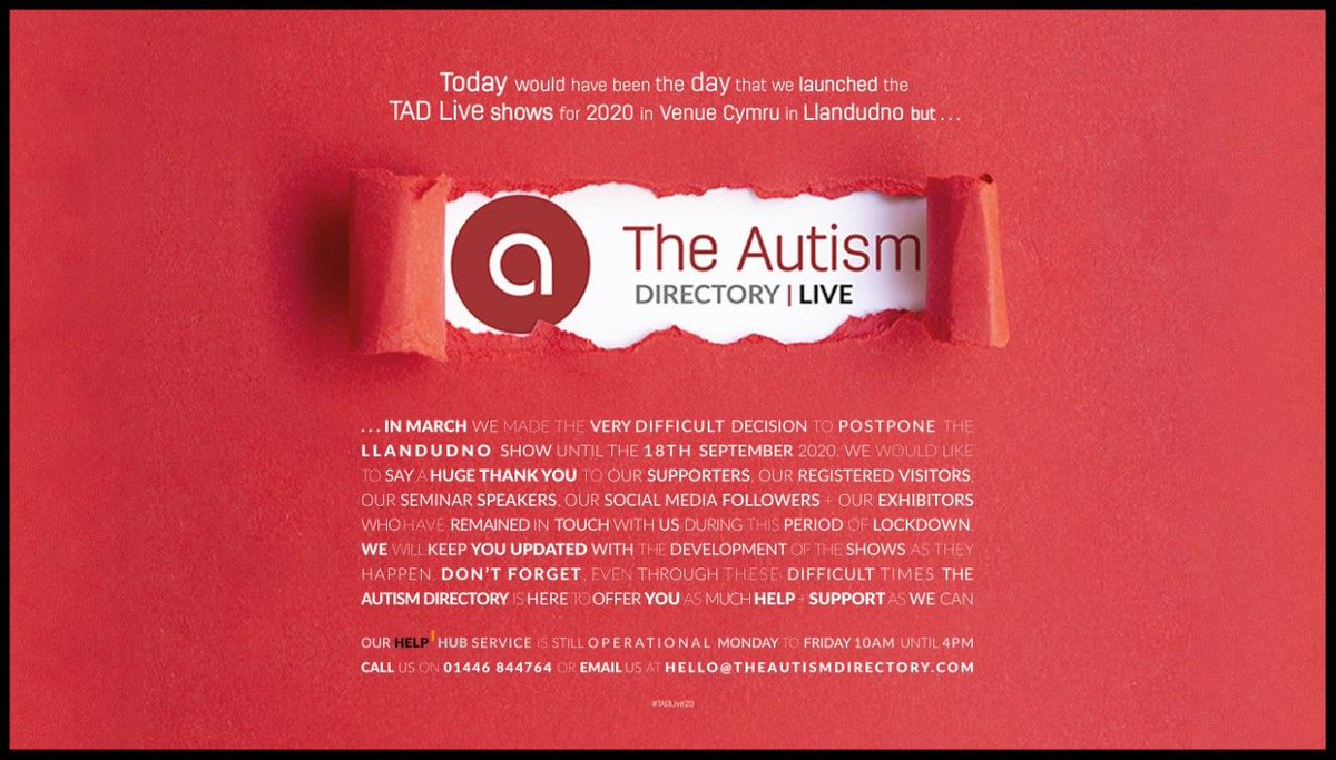 AMLiveShows's tweet photo. Today would have been the day we launched our #TADLIVE20 shows at Venue Cymru in #Llandudno. We have had to make the difficult decision to postpone this event until the 18th September.

We just wanted to say thank you to everyone for your support during these difficult times. https://t.co/MP5QokQfmR