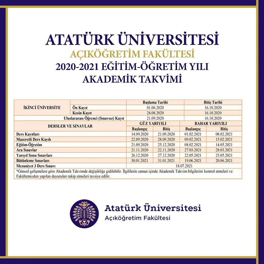 istanbul üniversitesi açıköğretim akademik takvim