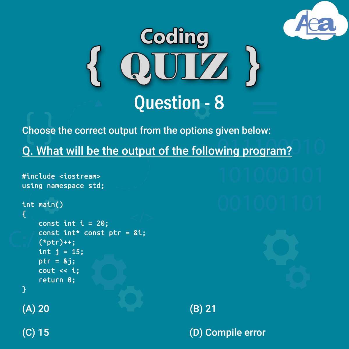 AleaIT's tweet image. Hello Tech Geeks !!
Participate in ALEA QUIZ CHALLENGE. Leave your answer in Comment Section & Tag 3 friends to challenge them.
The one who will give max. right answers will be declared as Coding Ninja of the week.
#Aleacodingninja #aleacodingdose
#CodingChallenge8 #week2