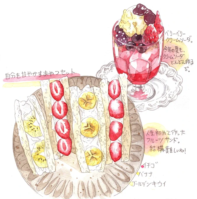自分を甘やかすおやつセットを作った。
壁が犠牲になった。 