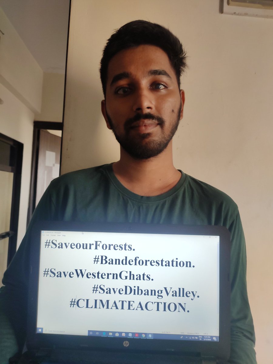 10mae_greenkid's tweet image. Week 63
#ClimateStrikeOnline
@fff_digital
@Fridays4future
Striking from home for our forests.
No forests No future.
#BanDeforestation 
@narendramodi
@PrakashJavdekar 
@GretaThunberg
@deespeak
#SaveDibangValley 
#SaveWesternGhats
#FridaysForFuture 
#ClimateMW 
#ClimateChange
