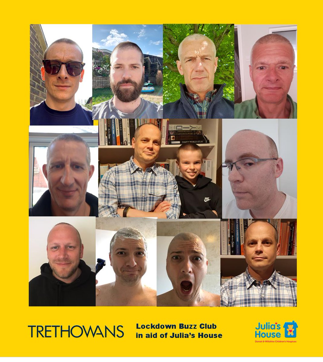 Julias_House's tweet photo. Wowzers, we've never seen so many bald heads in one place! Colleagues at @trethowansllp have held a 'Great British Buzz Cut' to raise money for Julia's House and these are the results 💇‍♂️#FundraisingFriday https://t.co/q1qknnaBr7