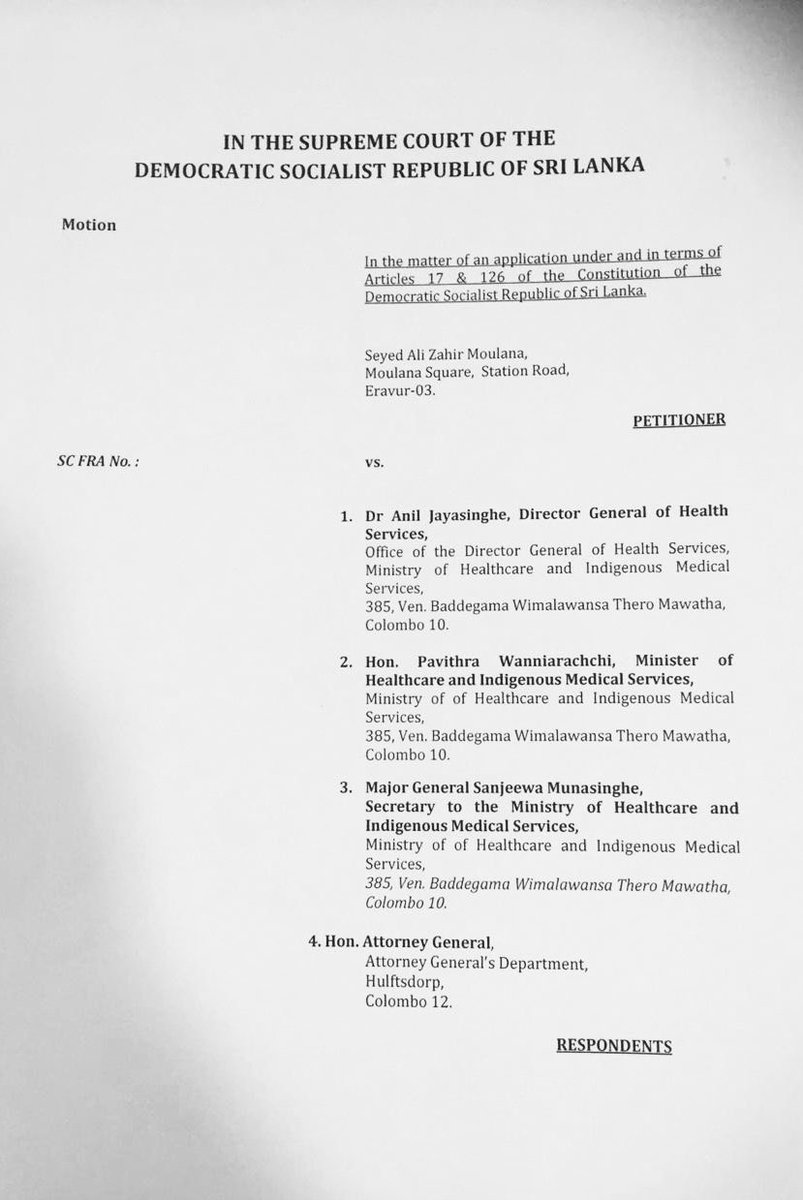 alizmoulana's tweet photo. In light of the continued arbitrary actions of the Government with respect to the cremation of COVID-19 victims in Sri Lanka and the ongoing cremation of those that are allegedly deemed suspicious of COVID-19, I filed a Fundamental Rights petition today at the Supreme Court...1/2 https://t.co/IPPTotrRII