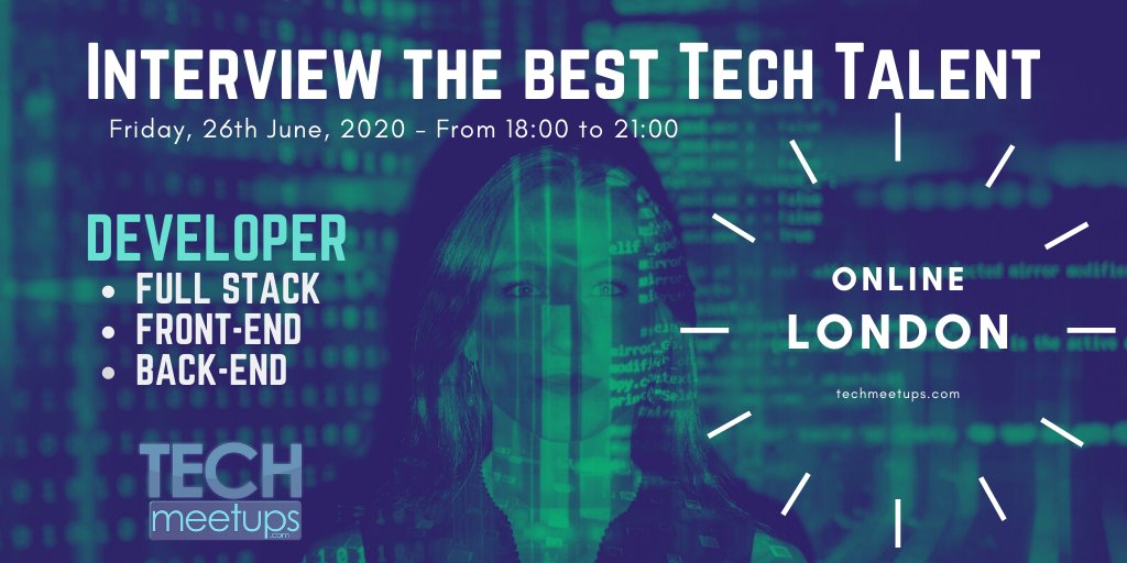 TechStartupJobs's tweet photo. Are you badly in need of developers❓ Recruit the best #developers in #London by joining our Online💻 #DeveloperSpeedDating London 2020. Get your ticket🎫 here 👉 https://t.co/Wb8Tflwuqi. https://t.co/AN3LZ4Zqbg