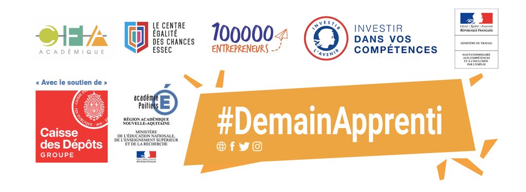 Ouverture le 2 JUIN 2020 de la prépa apprentissage #DemainApprenti du <a href="/cfaacademique/">CFA académique de l'académie de Poitiers</a> <a href="/acpoitiers/">Académie de Poitiers</a> avec ses partenaires <a href="/Essec_Egalite/">ESSEC Egalité Diversité et Inclusion</a> <a href="/100000e/">100 000 Entrepreneurs</a> <a href="/RDPepites/">Rallye des Pépites</a> Un grand merci aux partenaires sur les territoires Missions Locales <a href="/Capemploi_/">Cap Emploi</a> @poleemploi_NA