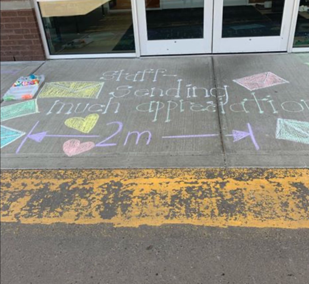tinabee_77's tweet photo. “Chalking for Seniors” made art at 10th Building this week ~ Benevolence Care Home West Edmonton just in time 4 welcome of 1st family outdoor visits in 8 wks. Does a care home in your area need a cheering up visit? Let me know ... #yeg #stalbert #foundationsofgratitude RT https://t.co/ZVZ6CxpQau