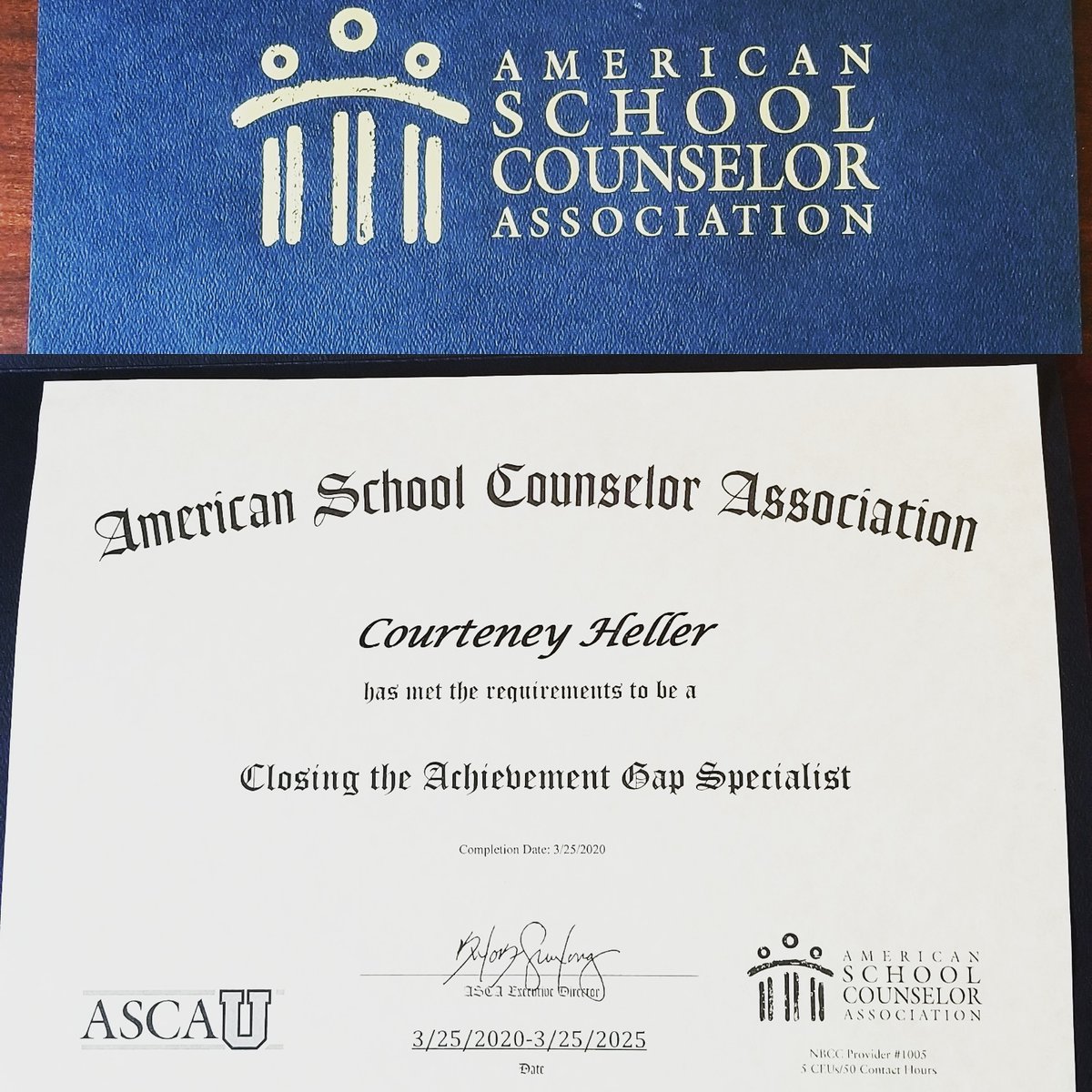 Very proud moment when I recieved this in the mail #specialty #schoolcounseling #asca #ascau #closingtheschievementgap #thetitlematters #credentialsfirdays 😜