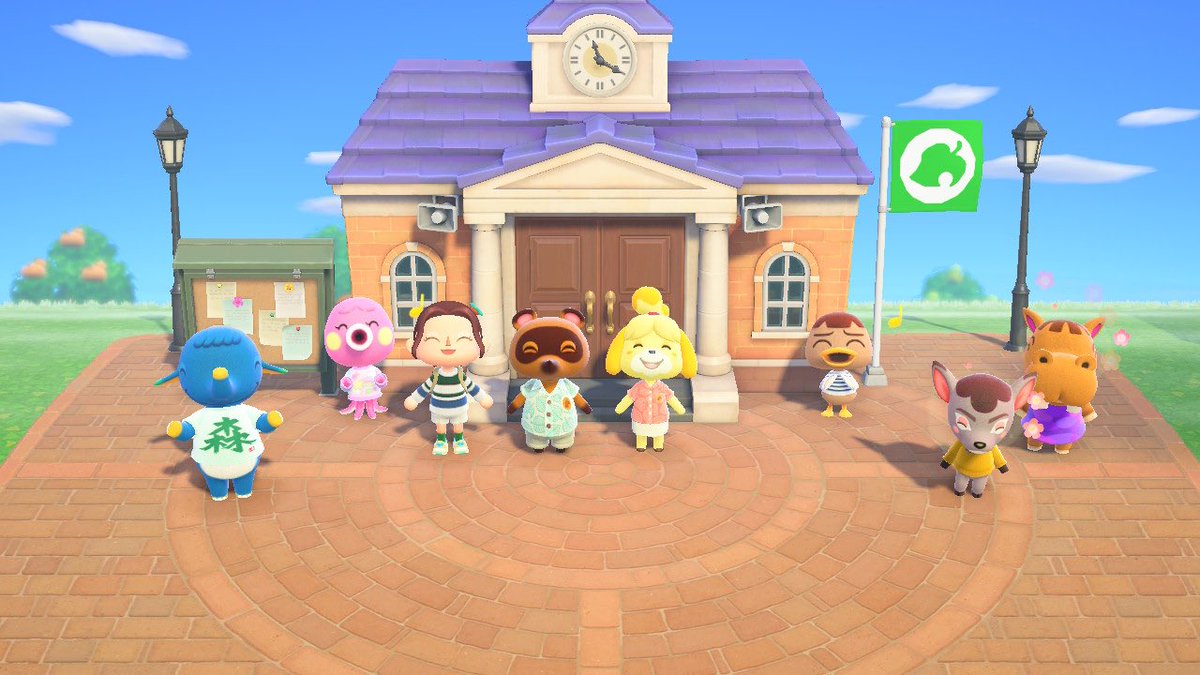 + 12.05.20 +we got to meet isabelle today ! the resident services was moved into a new building, which is where she will work :D the museum also opened their new art exhibit, and i built a campsite for the island ! panacea is growing slowly (ﾉ^∇^)ﾉﾟ