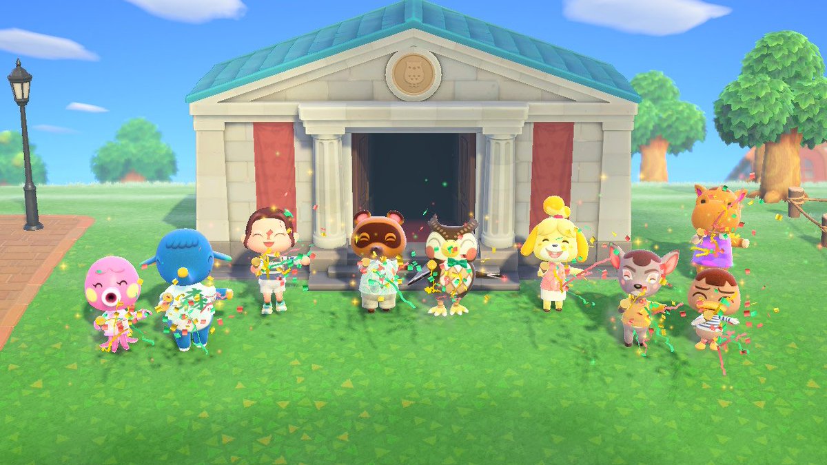 + 12.05.20 +we got to meet isabelle today ! the resident services was moved into a new building, which is where she will work :D the museum also opened their new art exhibit, and i built a campsite for the island ! panacea is growing slowly (ﾉ^∇^)ﾉﾟ