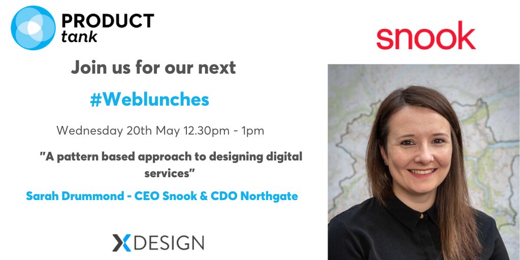 Excited to announce that our next series of #WebLunches launches on Wed 20th May! We’ll be joined by <a href="/rufflemuffin/">Sarah Drummond</a>, CEO <a href="/wearesnook/">Snook</a> &amp; CDO <a href="/NorthgatePS/">Northgate Primary School</a>, speaking on “A pattern based approach to designing digital services”. 

Register here👉tinyurl.com/yce65m23

#PTEdi #prodmgmt