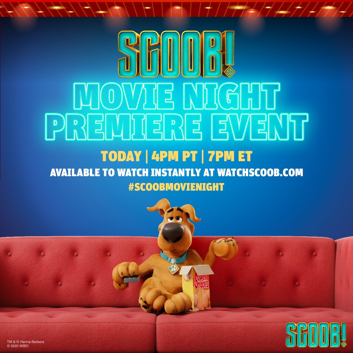 Get your snacks! The gang is coming over for #SCOOBMovieNight TONIGHT at 4PM PT/7PM ET #SCOOB is available to watch instantly: watchscoob.com  #colormemine #proudpartner #potterypainting