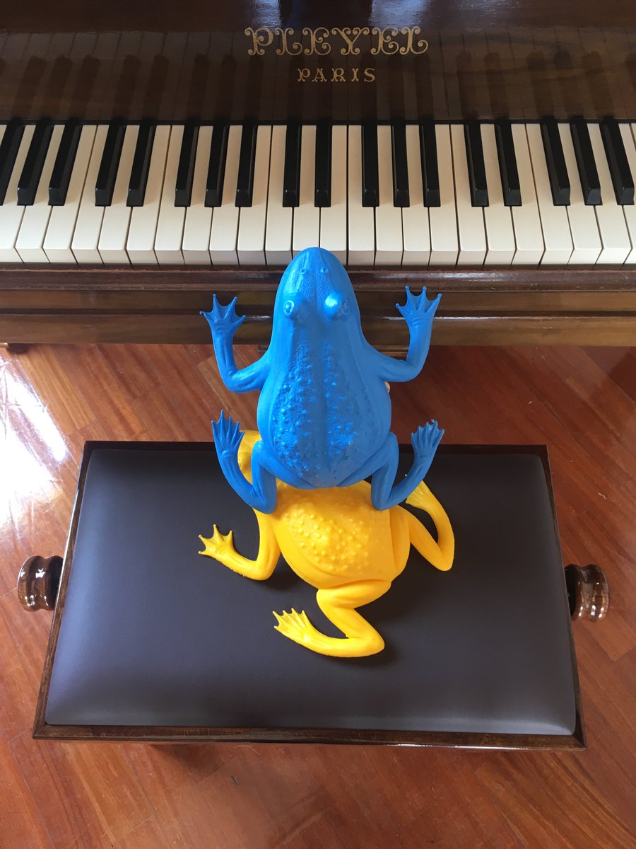 Cosa si sono inventate per suonare il mio pianoforte queste simpatiche rane della <a href="/Cra_King/">Cracking Art</a> in plastica rigenerata? Nulla può fermare la voglia di fare musica! #MuseumWeek #AmbienteMW #lacasacheparla #villabernasconi #museivispi