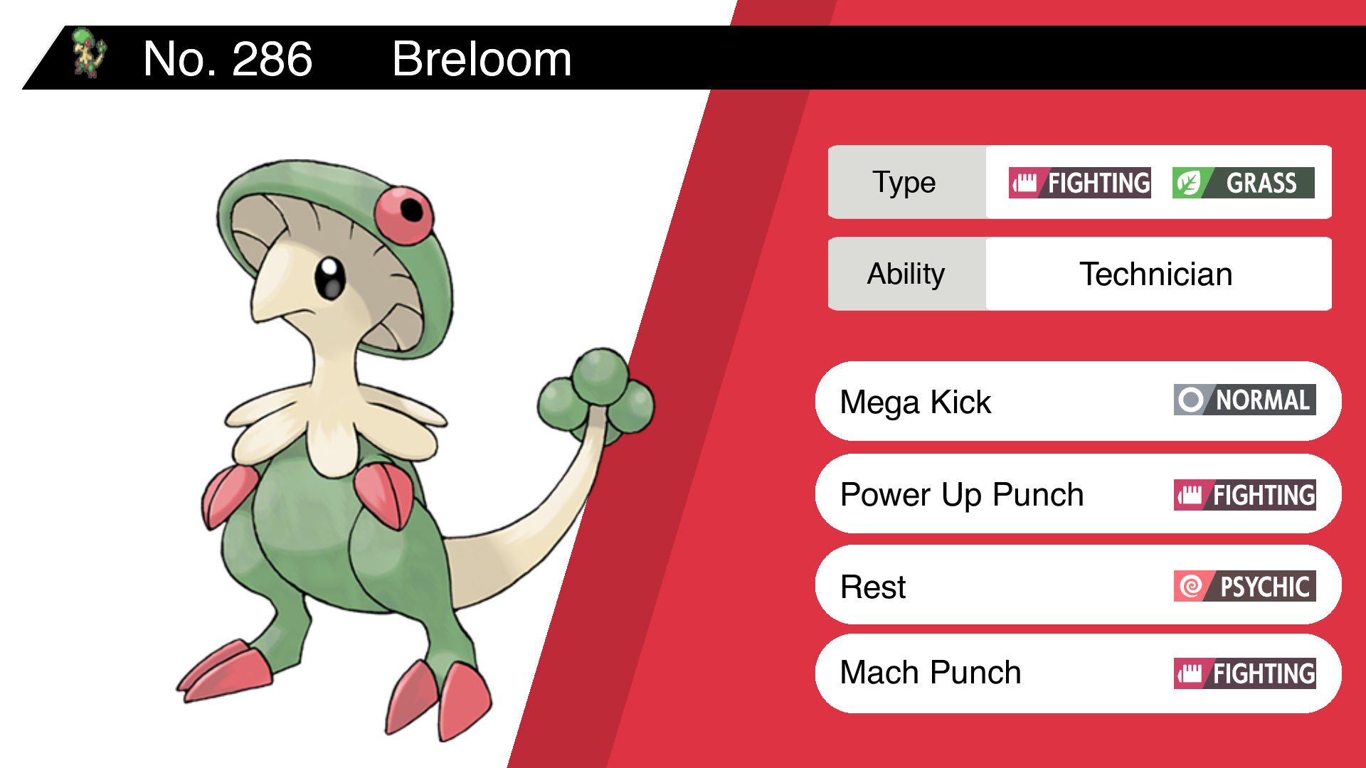 Random Pokemon Bot Breloom Ability Technician Moves Mega Kick Power Up Punch Rest Mach Punch Pokemon Breloom T Co Stmz5rhwul Twitter