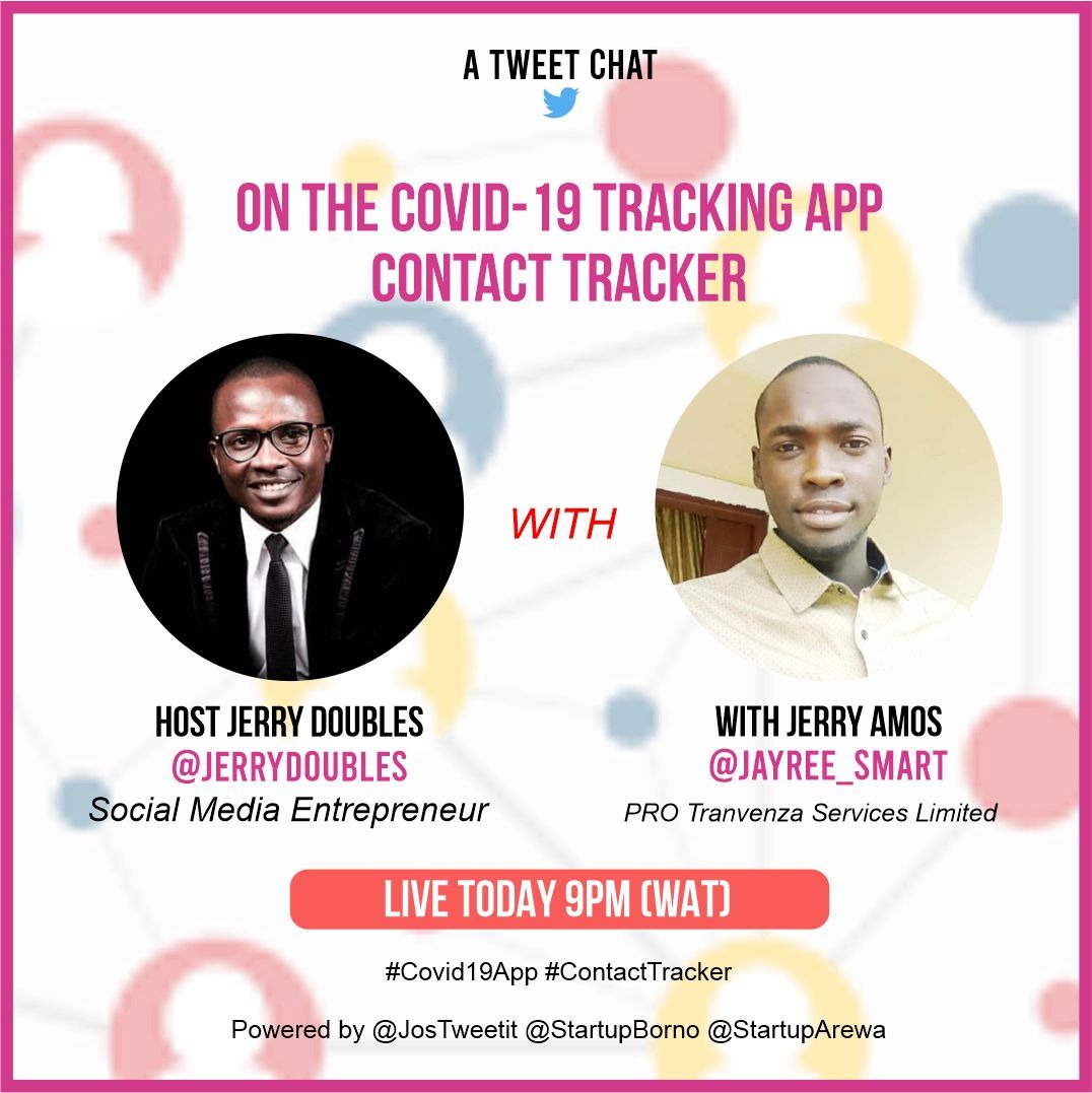 Jayree_Smart's tweet photo. Join us tonight at 9pm for a live tweet chat on the Contact tracking app which can be used in tracing contact cases of covid-19, to join the conversation follow hash tag 

#Covid19App #ContactTracker https://t.co/j8RWGTDuO7