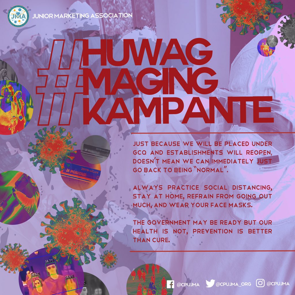 cpujma_org's tweet photo. Friends: Ta lagaw ta! Bukas na iban nga malls kag restaurants.

Me: Enjoy kamo! Diri lang ko sa balay ah waay na gasto, safe pa! 

Just because we will be placed under GCQ and establishments will reopen, doesn't mean we can immediately just go back to being "normal".
#JMAcares https://t.co/ESdeDooQCv