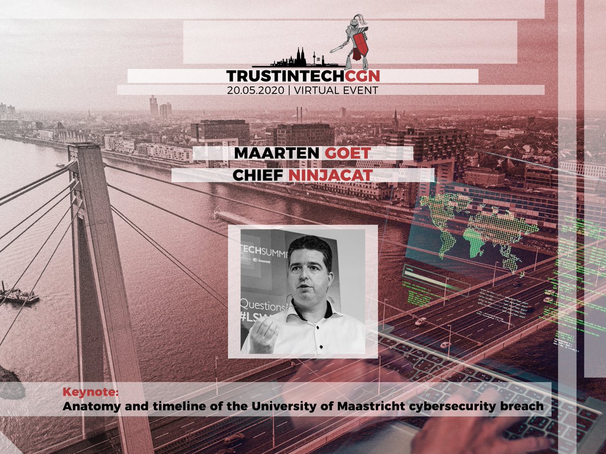 ITPirate's tweet image. I&apos;m thrilled to announce that I could get my friend @maarten_goet from @wortell for the #keynote of the upcoming #TrustinTechCGN. He will talk about &quot;the anatomy and timeline of the University of Maastricht #CyberSecurity Breach&quot;. Welcome Maarten!

meetup.com/de-DE/Trust-in…