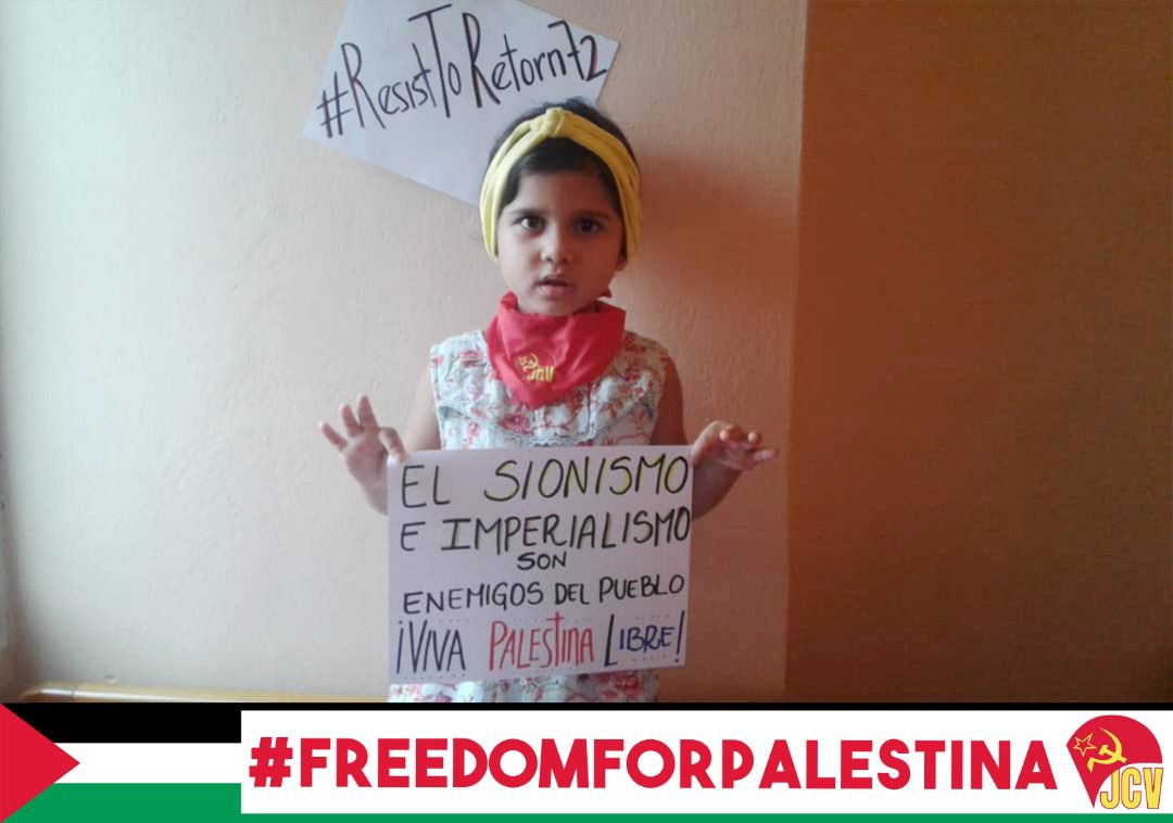 Jotaceve1947's tweet photo. #15Mayo 🇵🇸|

🔊 Desde la Organización de Pioneros "Simón Bolívar" exigimos el cese del genocidio contra el pueblo palestino.

👉El sionismo y el imperialismo son los enemigos de los pueblos, ¡Viva #Palestina libre!

@PCV_Venezuela
#FreedomforPalestine
#Nakba72 
#ResistToReturn72 https://t.co/RhRtIDPr6R