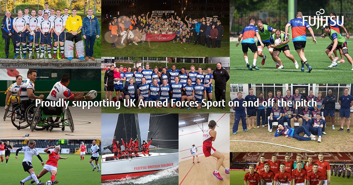 Fujitsu_Defence's tweet photo. UK Armed Forces Sport may be on pause, but our support continues. Here’s to meeting you again soon on the pitch, court and open waters 👏 https://t.co/BX9HyxbbhN