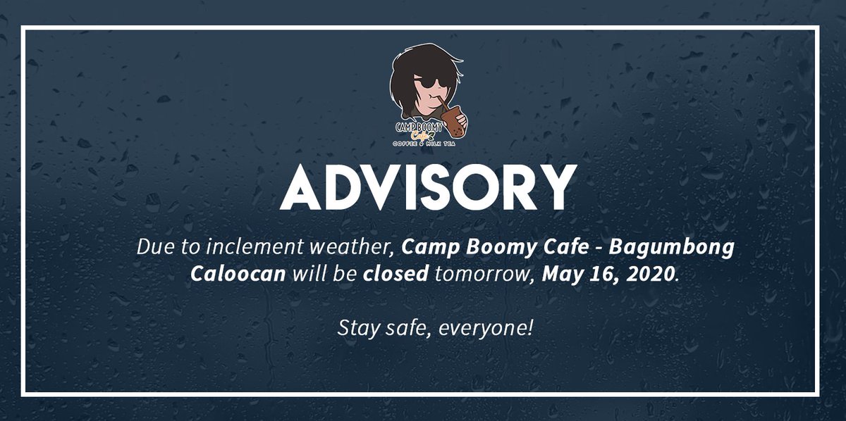 CampBoomyCafe's tweet photo. Stay safe, everyone! ☔️

#TyphoonAmbo
#CampBoomyCafe https://t.co/On3txDHVwO