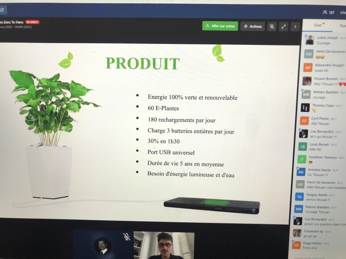 Top départ de la finale des projets des 1ère année de l’EBS Paris « From 0 to Hero »  1er projet « E-Plante »