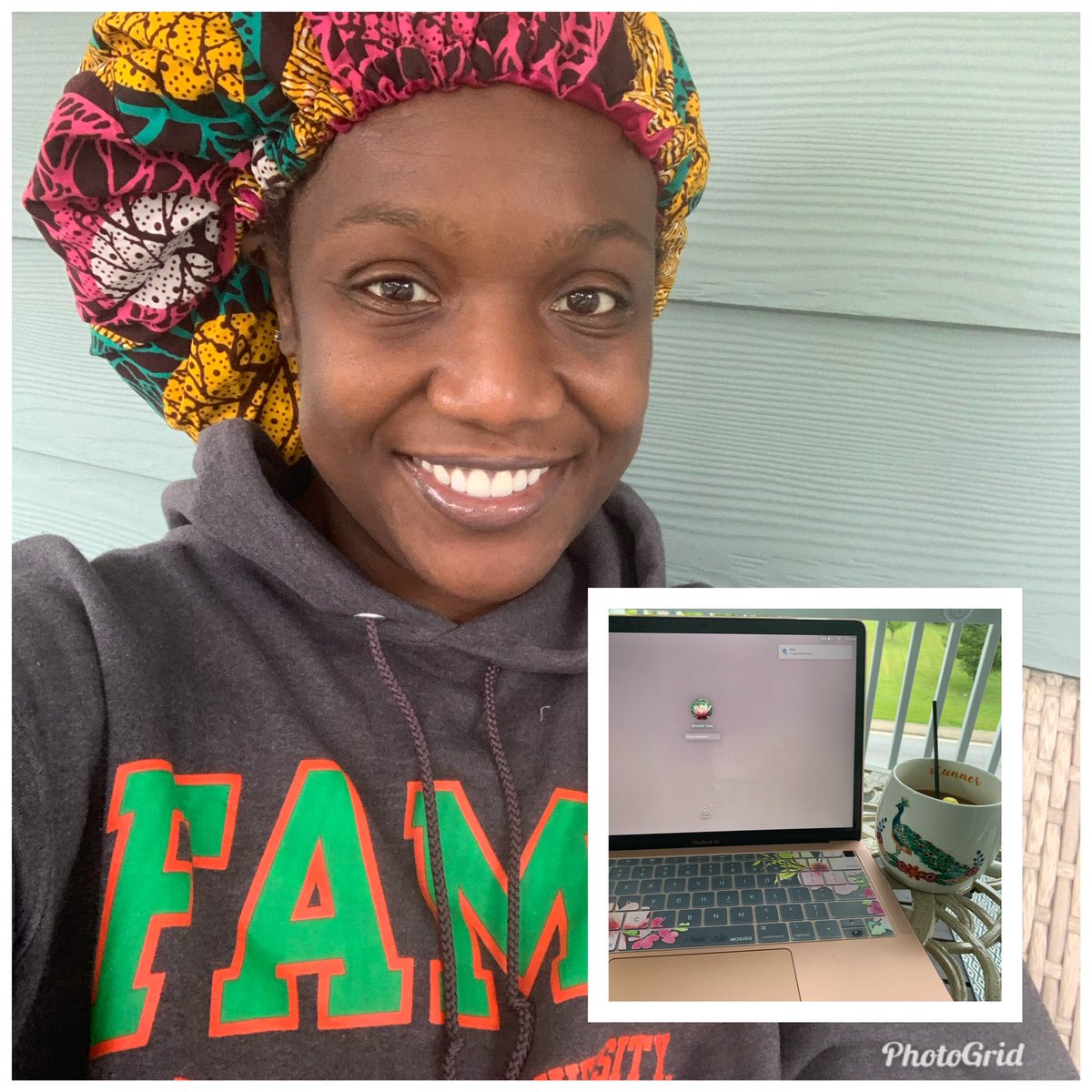 MrsGeorge3rdGr1's tweet photo. This is how I check-in to work on Fridays... #noZoom #bonnet #sweatshirt #pajamas I’m so down with distance learning!!!!❤️❤️❤️ https://t.co/S6psUkXiHv