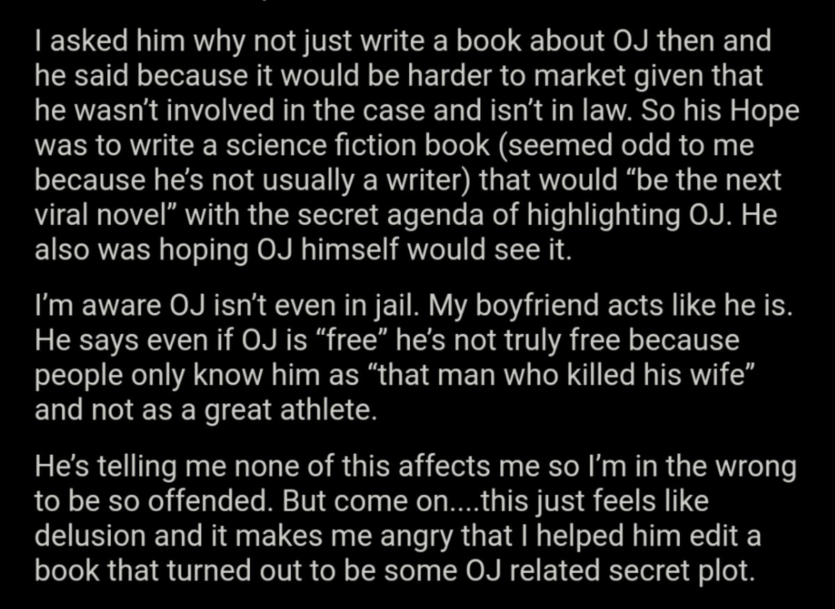 AITA for being mad that my boyfriend dedicated his book to OJ Simpson instead of me?  bit.ly/3dM7jWo