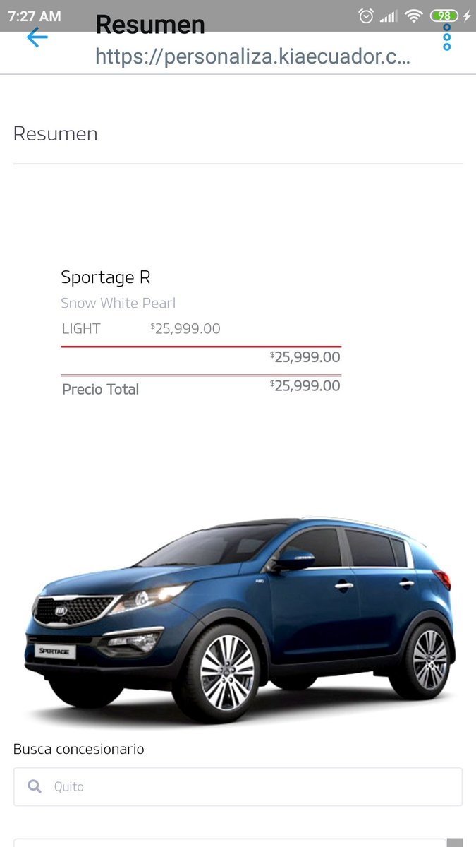 jsalinasinforc's tweet photo. @kiamotorsec Estimados al realizar la cotización me indica que el precio es de 25.999, que no tiene la versión que promocionan en 24.999? https://t.co/URDIUlKCcP