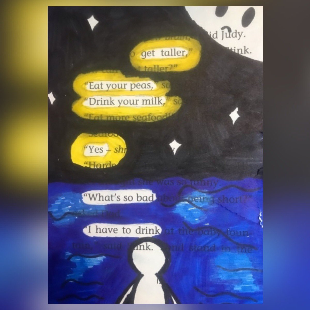 CastellAlun's tweet photo. Year 8 have been doing Blackout Poetry and the quality of submitted work has been superb. Our students have been so creative in producing a new text from an existing one, with many students firmly grasping a real opportunity to shine in ways (1/2) https://t.co/9uXSbRbRyI