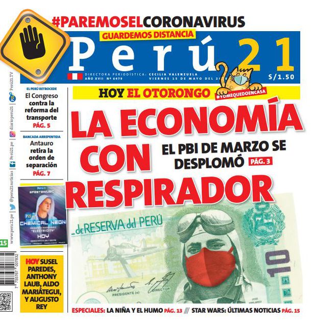 portada hoy 15 de mayo del diario  @peru21noticias_