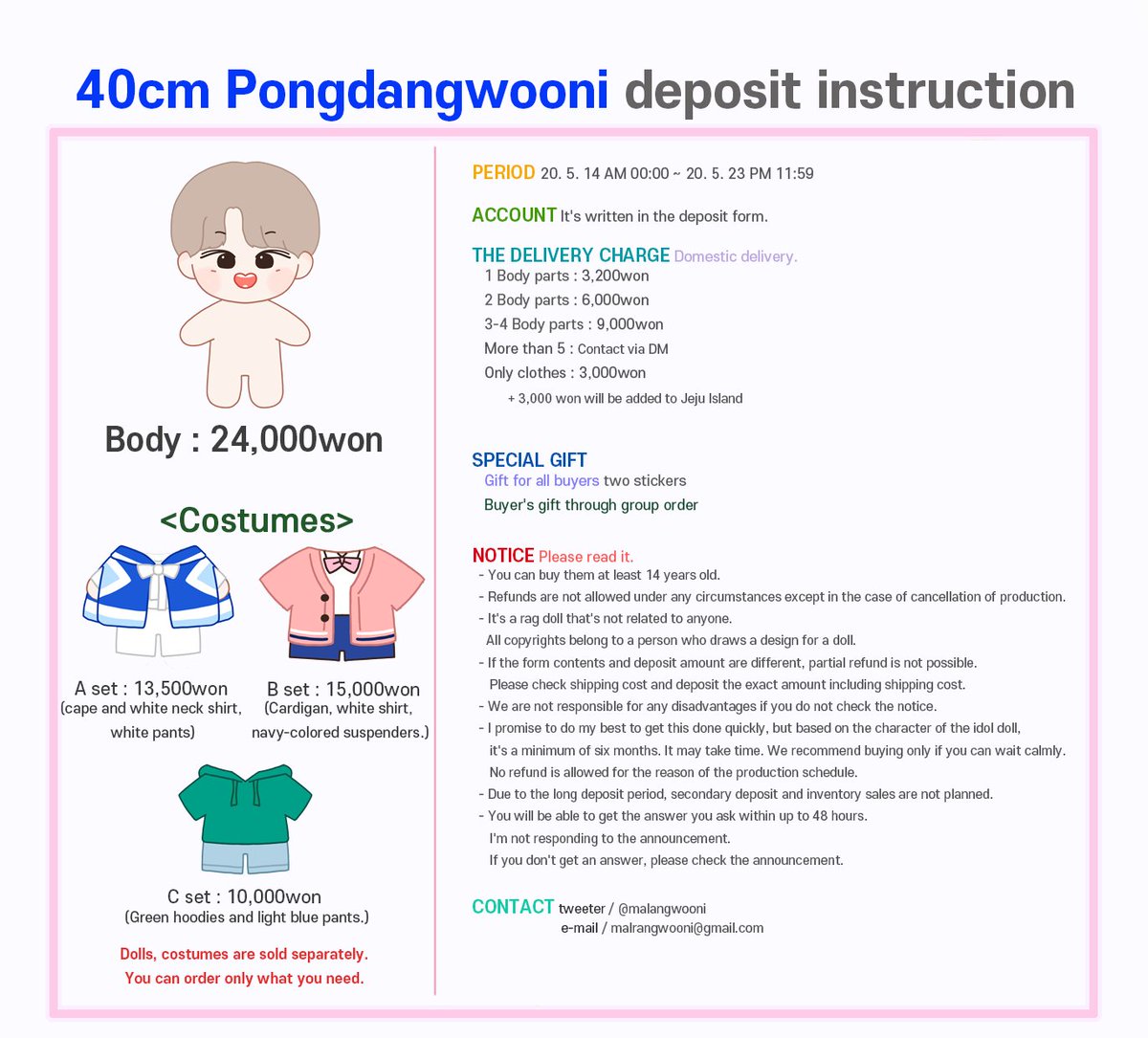 linemarket_'s tweet photo. [🇵🇭PH GO/HELP RT]

PONGDANGWOONI 40CM DOLL by @malrangwooni

💰Price varies!
📅Deadline of 1st Payment: May 22, 10PM
📋Form: https://t.co/8O1cqNqpHx

#WANNAONE #HOTSHOT #HASUNGWOON #SUNGWOON #lmphGO https://t.co/kPRcTCSx3O