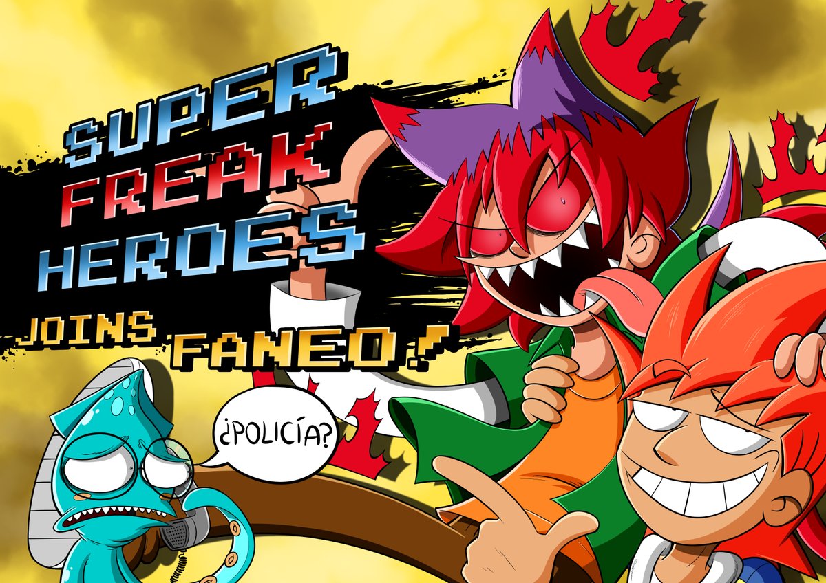 Kibaro_Toon's tweet photo. Pudisteis haberlo evitado. 
Pero no lo hicisteis.
Y ya es demasiado tarde.
¡¡Super Freak Heroes por fin se une a @faneoweb !! >:D Así que ahora es el momento más perfecto que hay para volver a rememorar las mongolas desventuras de Norman y Ryan. https://t.co/yIWNbriuuO https://t.co/n8UEc83cmn