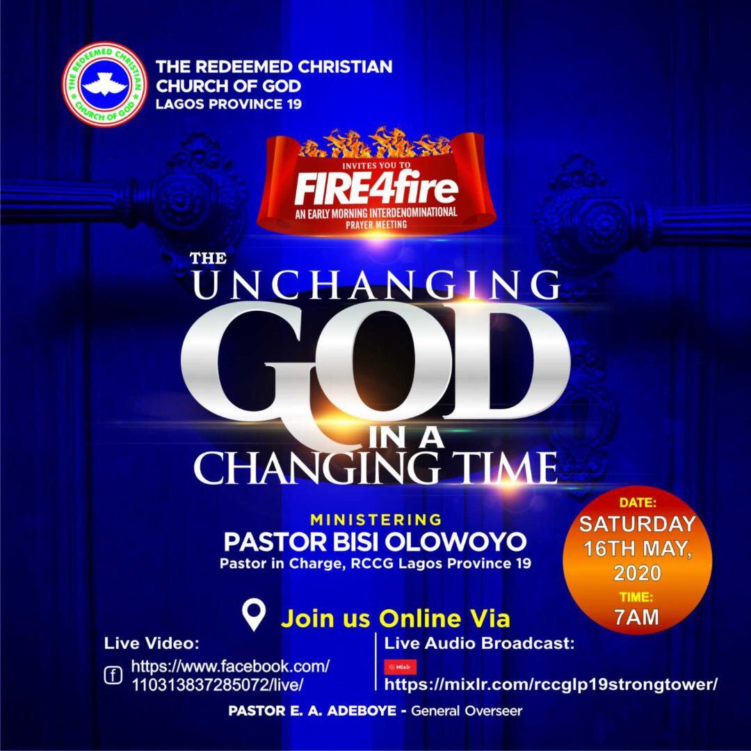 LP19RCCG's tweet image. Join us Online for #Fire4fire this Saturday by 7am, as we pray to the #TheUnchangingGodInAChangingTime

Facebook: Live Video
facebook.com/11031383728507…

Mixlr.com: Live Audio Broadcast
mixlr.com/rccglp19strong…
He will answer every prayer.