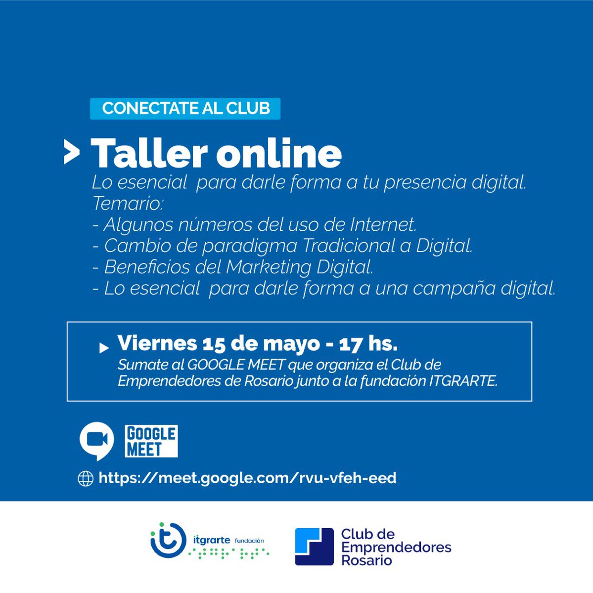 aipe_rosario's tweet photo. ¡Cerramos la semana con todo! 🚀
Hoy a las 17 hs cerramos la semana con el taller online junto a Itgrarte fundación “Lo esencial para darle forma a tu presencia digital”
https://t.co/yRtkw9Gyp9 👈🏻
#YoMeQuedoEnCasa #RosarioSeCuida #ConectateAlClub https://t.co/xNFdY3N1qw