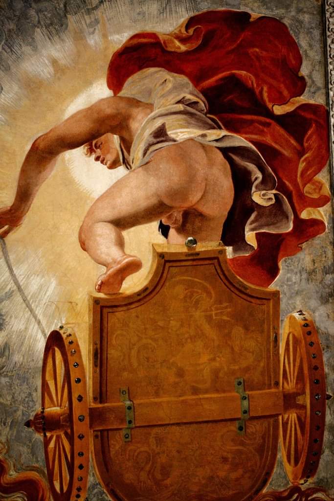 AventuraObscura's tweet photo. Domenico Riccio (more commonly known as Brusasorci), 'Phaethon Driving the Chariot of the Sun' (1558), ceiling fresco in the Palazzo Chiericati, Vicenza, Italy. https://t.co/YPHxIubYyv