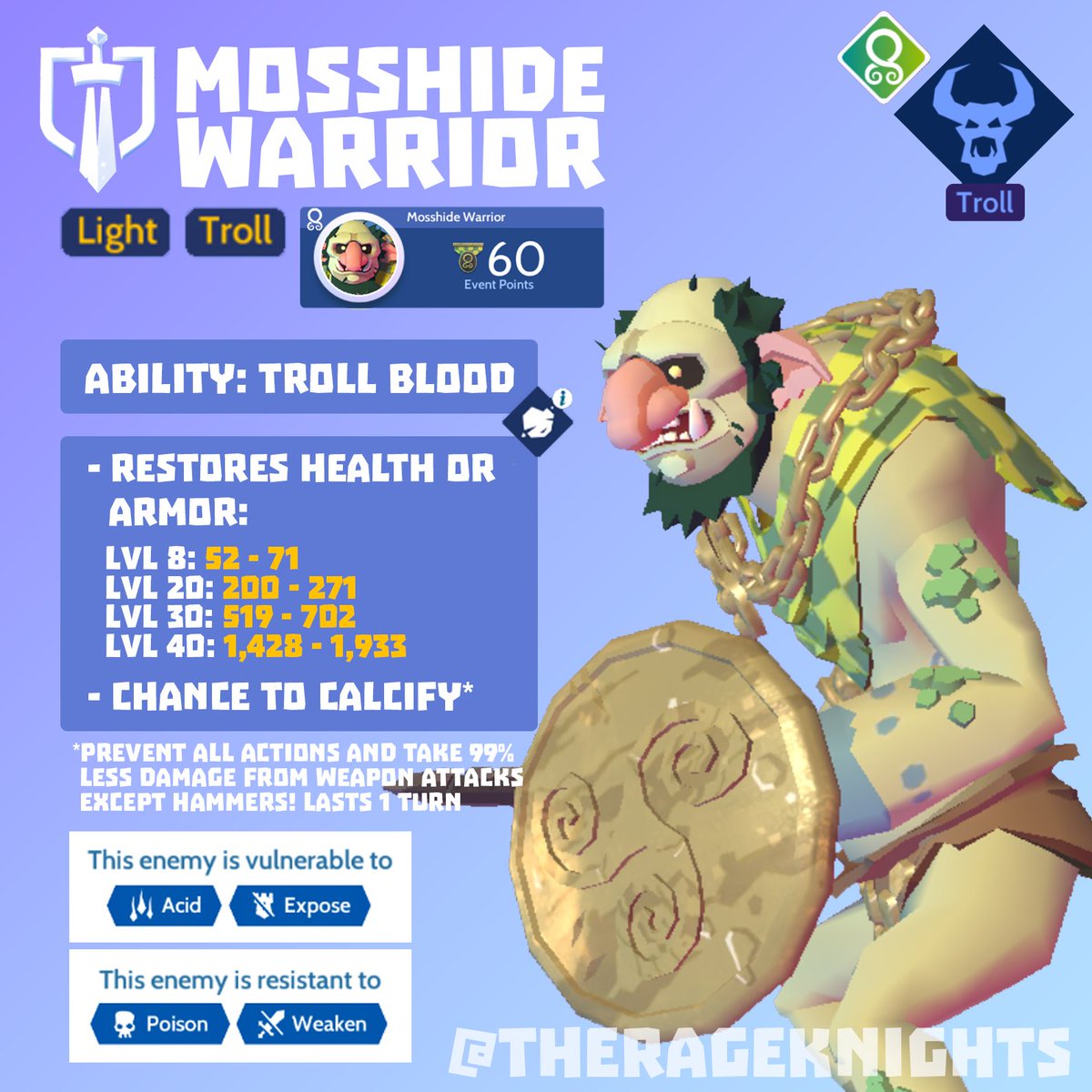 therageknights's tweet photo. Portal Mosshide Grotto Information *NEW EVENT*:
We hope this information is helpful both for the knights who are just beginning their journey and for those who have managed to beat Lord Karnon.
@KnighthoodGame @MidokiGames #jointheknighthood https://t.co/IpTVKBbdYX