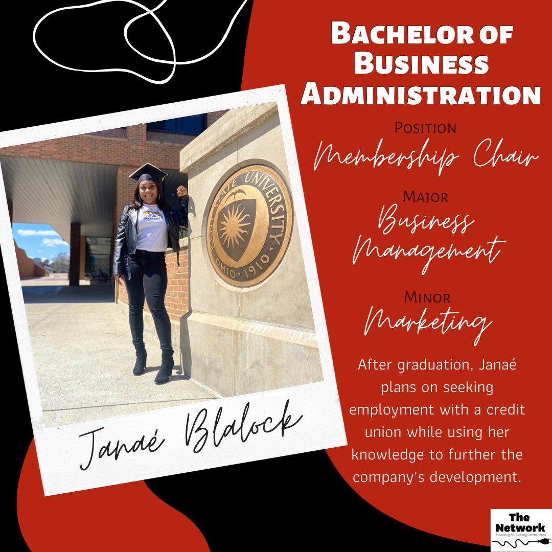 TheNetwork_KSU's tweet photo. Congratulations to our Membership Chair, Janaé!! She has earned her Bachelor’s degree in Business Administration with a minor in Marketing‼️🎉 @x_lovenaee https://t.co/gnndFyGruI